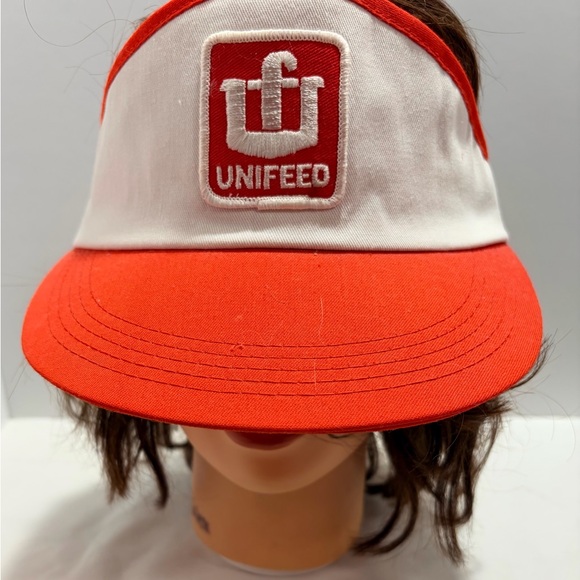 K Brand Other - Vintage UNIFEED Sun Visor Hat Orange & White
